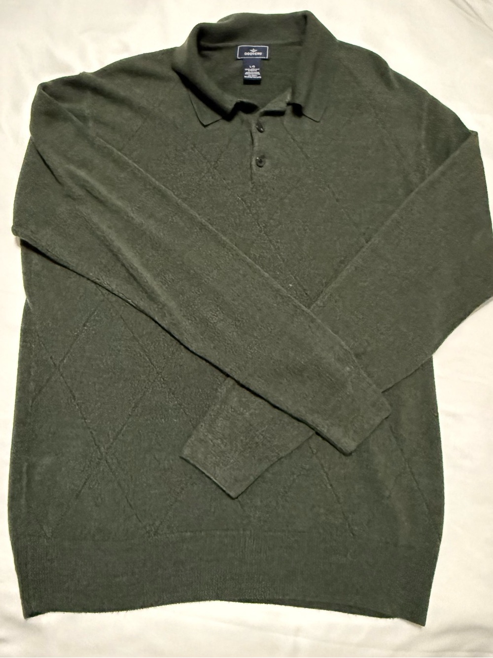 Dockers Men's Olive Green V-Neck Polo Sweater